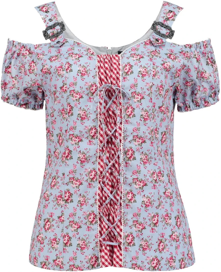 Overig Dames Trachten Mieder Lichtblauw Met Bloemmotief