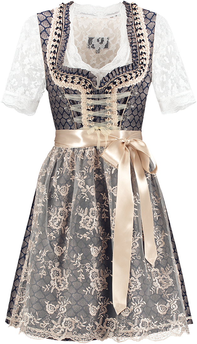 Overig Dirndl Blauw-Creme 60cm Luxe 2dlg.