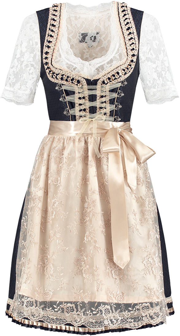 Overig Dirndl Donkerblauw-Creme 60cm Luxe 2dlg.