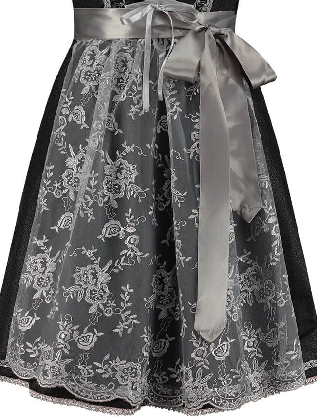 Overig Dirndl Schort Kant Zilvergrijs