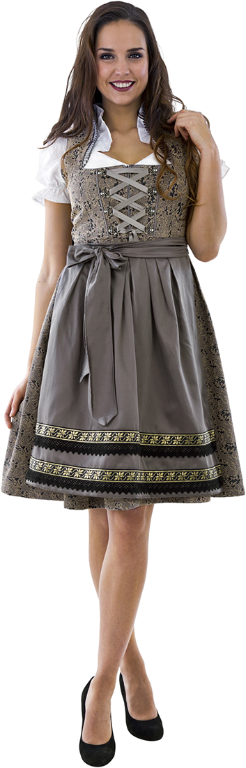 Overig Dirndl Taupe-Donkerblauw Luxe 65cm 3dlg.