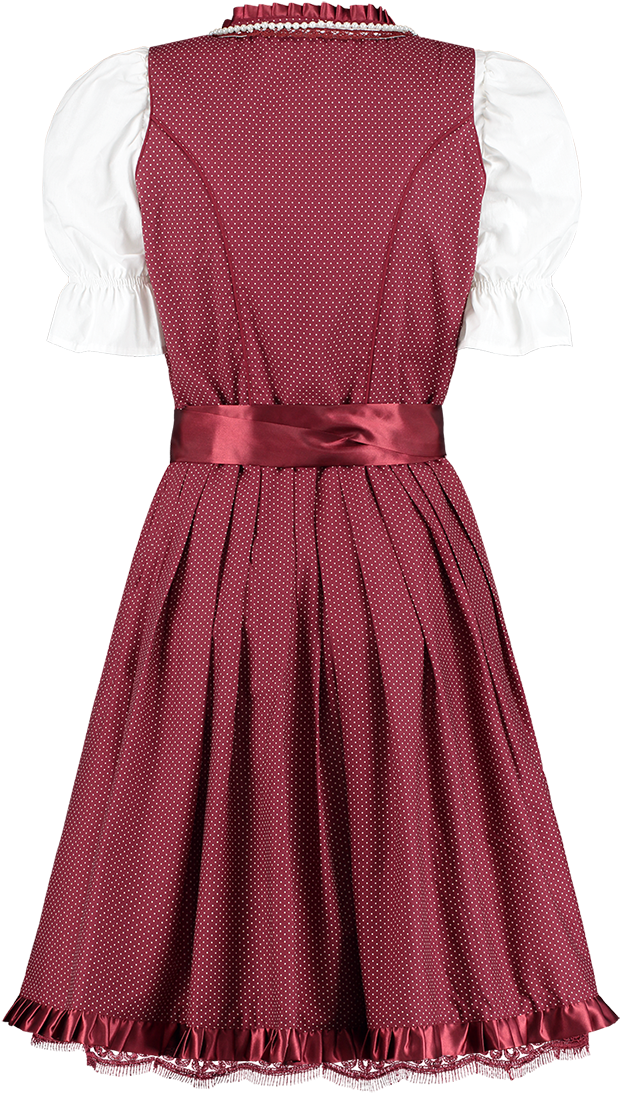 Overig Dirndl Wijnrood Met Witte Stippen 60cm (100% Katoen) - Afbeelding 2