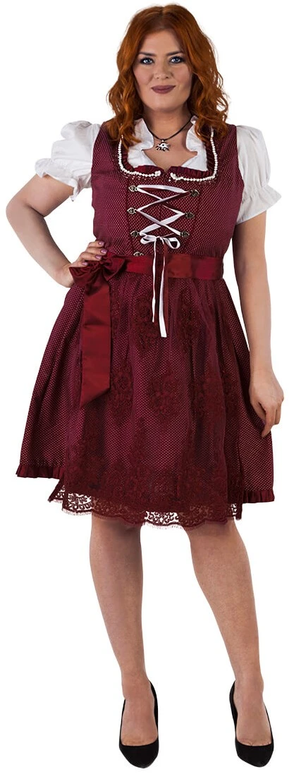 Overig Dirndl Wijnrood Met Witte Stippen 60cm (100% Katoen) - Afbeelding 4