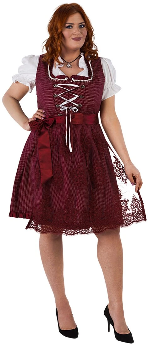 Overig Dirndl Wijnrood Met Witte Stippen 60cm (100% Katoen) - Afbeelding 3