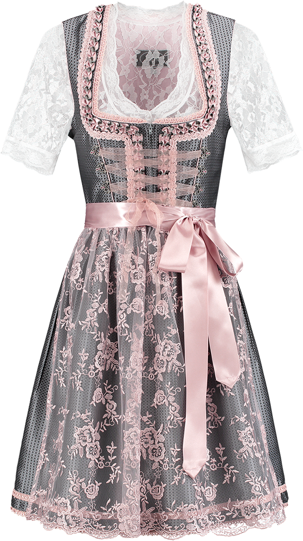 Overig Dirndl Zilvergrijs-Oudroze 60cm Luxe 2dlg.