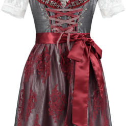 Overig Dirndl Zilvergrijs-Wijnrood 60cm Luxe 2dlg.