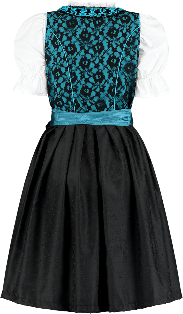 Overig Dirndl Zwart-Antiek Blauw 60cm Luxe 3dlg. - Afbeelding 2