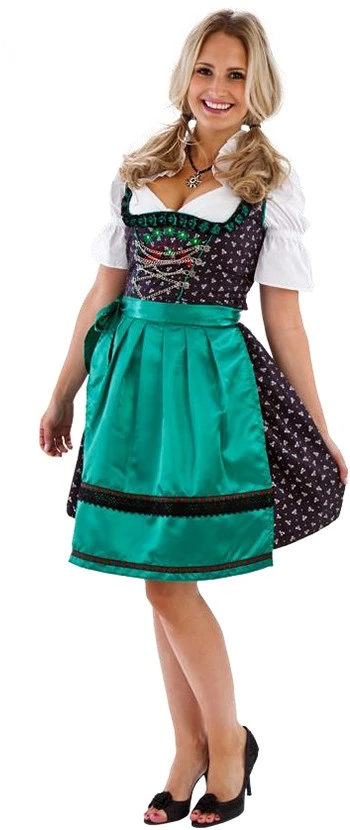 Overig Dirndl Zwart/Groen Landhausstil 60cm Luxe 3dlg.