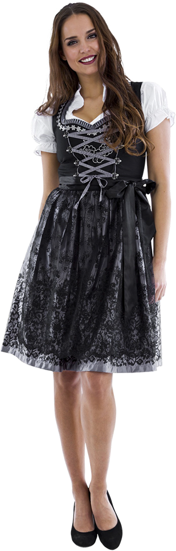 Overig Dirndl Zwart-Zilver 65cm Luxe 3dlg.