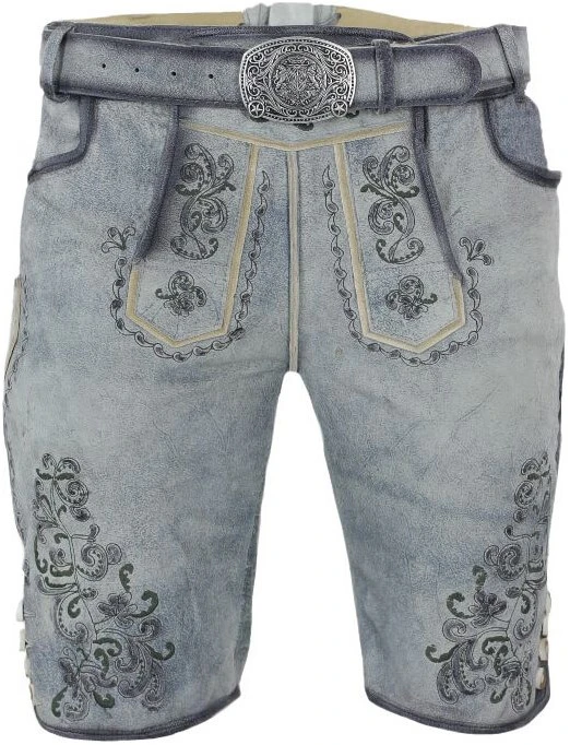 Overig Heren Lederhose Geitenleer Kort Grijs Met Riem