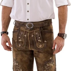 Overig Heren Lederhose Geitenleer Kort Luxe Bruin Antiek