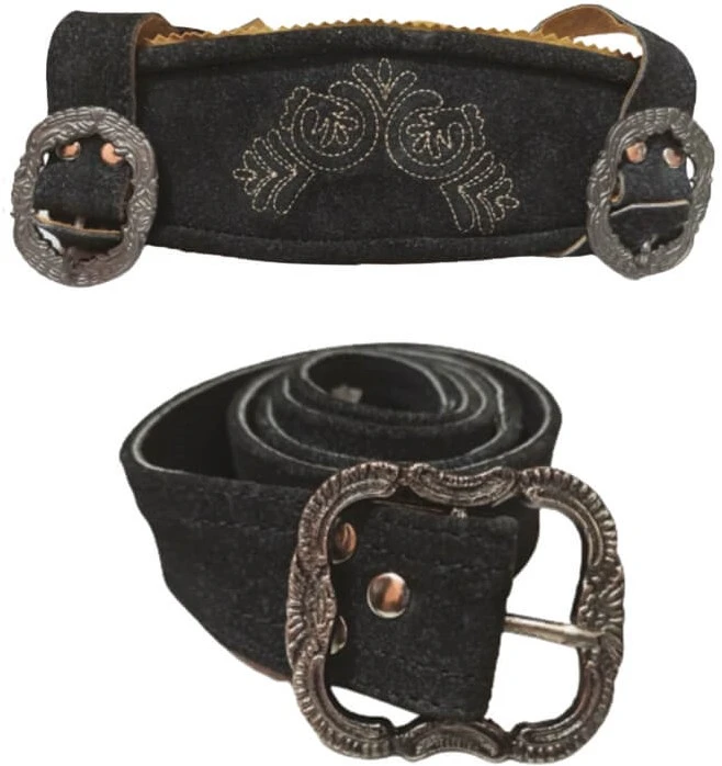 Overig Lederhose Kort Antraciet Met Riem + Bretels (Rund) - Afbeelding 2