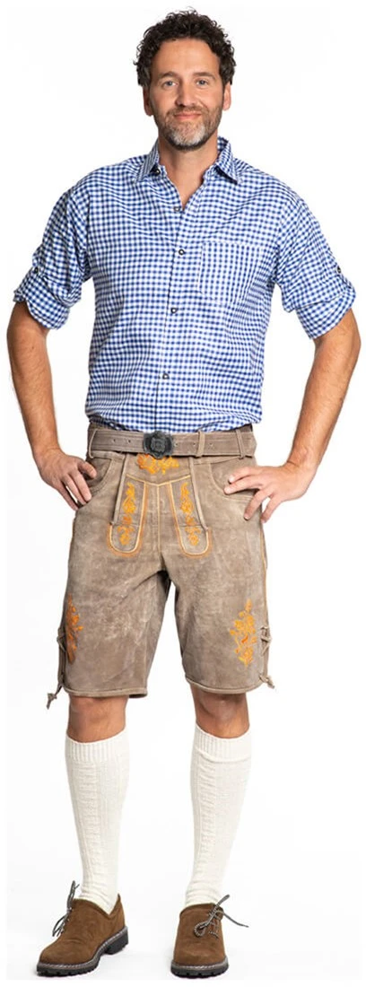 Overig Heren Lederhose Kort Gaudi Oranje (Runderleer)