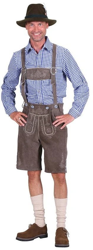 Overig Heren Lederhose Kort Grijs (Rundleer)