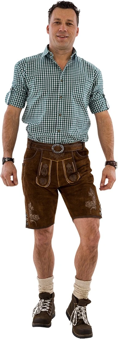 Overig Heren Lederhose Kort Luxe Bruin Antiek Met Riem