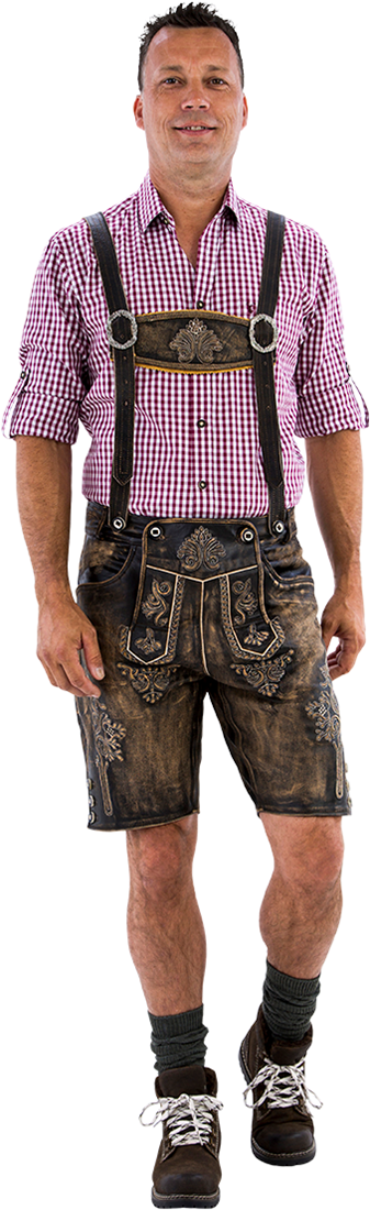 Overig Heren Lederhose Kort Luxe Vintage Antiek Bruin (rundleer) - Afbeelding 3