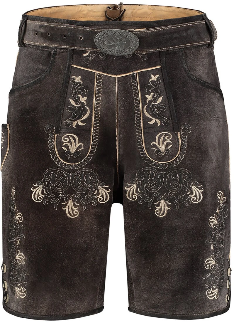 Overig Heren Lederhose Kort Luxe Vintage Antraciet Rundleer - Afbeelding 3