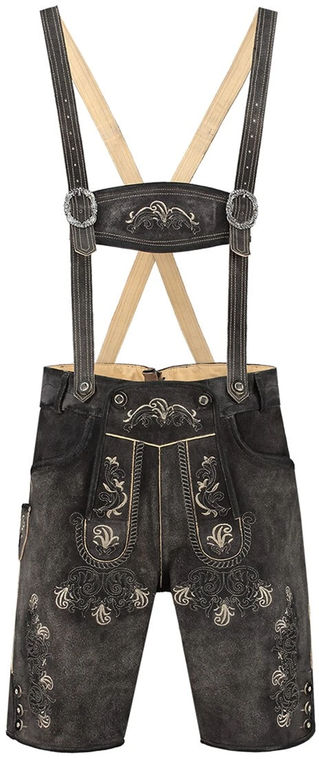 Overig Heren Lederhose Kort Luxe Vintage Antraciet Rundleer