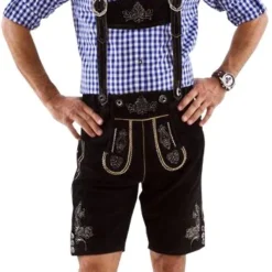 Overig Heren Lederhose Kort Luxe Zwart (rundleer)