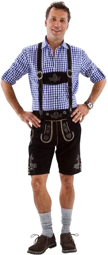 Overig Heren Lederhose Kort Luxe Zwart (rundleer)