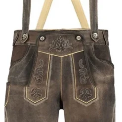 Overig Heren Lederhose Lang Luxe Antiek Grijs (rundleer)