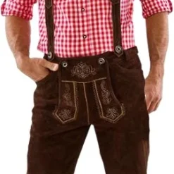 Overig Heren Lederhose Lang Luxe Bruin (rundleer)