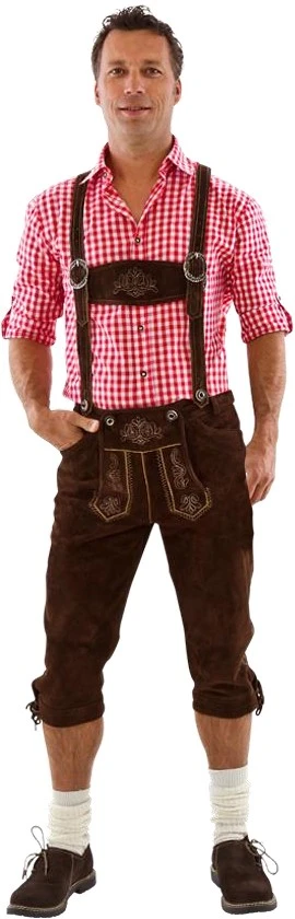 Overig Heren Lederhose Lang Luxe Bruin (rundleer)