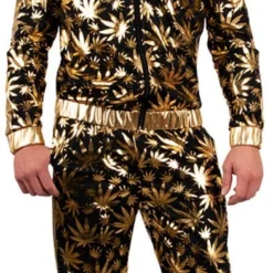 Overig Heren Trainingspak Wiet Cannabis Zwart-Goud