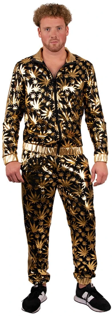 Overig Heren Trainingspak Wiet Cannabis Zwart-Goud