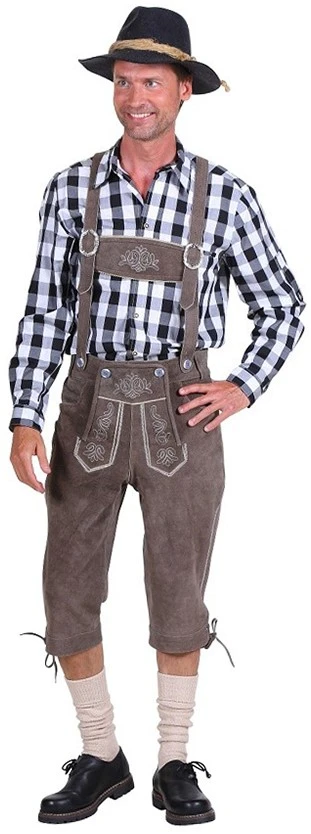 Overig Lederhose Kniebund Grijs (rundleer)