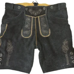 Overig Lederhose Kort Antraciet Met Riem + Bretels (Rund)