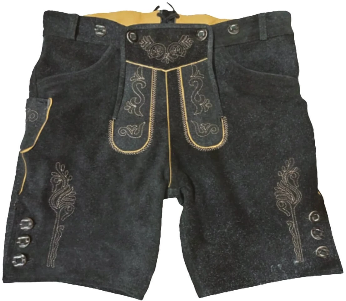 Overig Lederhose Kort Antraciet Met Riem + Bretels (Rund)