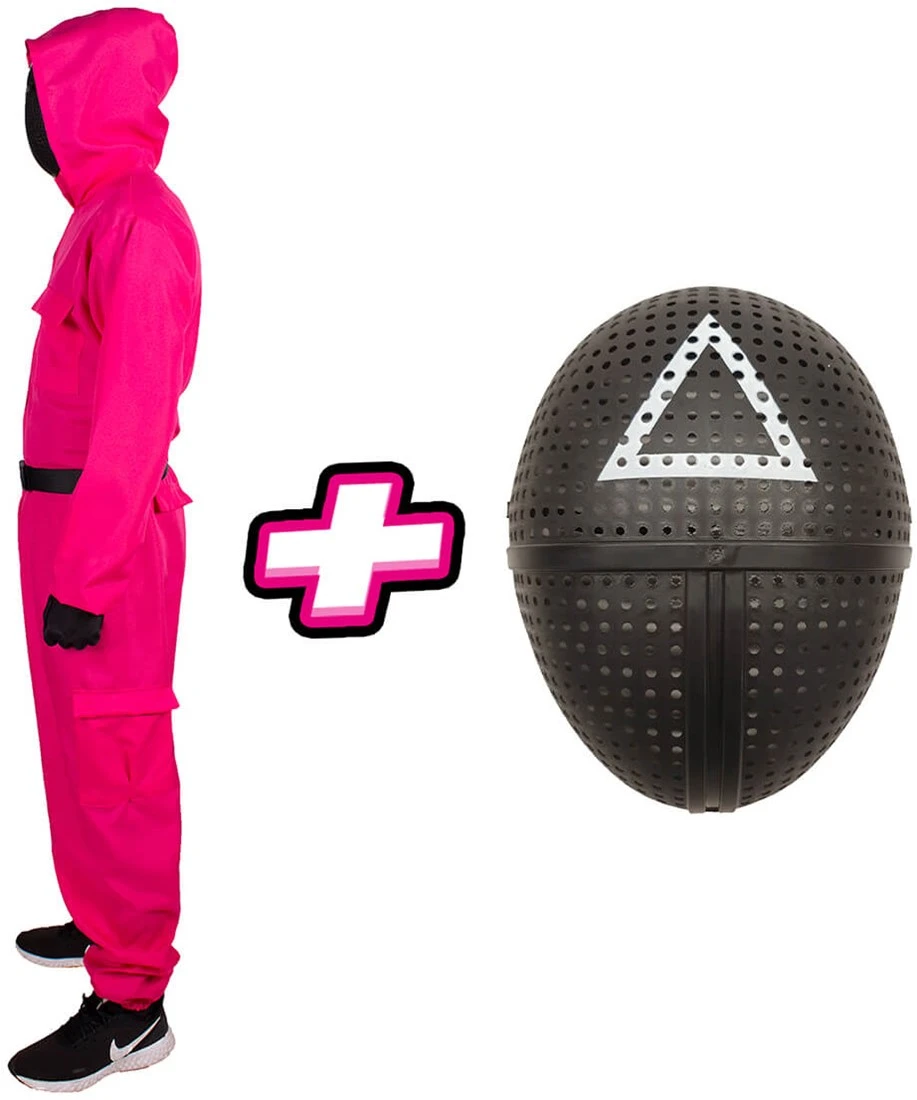 Carnavalsland Pakket Squid Game - Kostuum En Masker Driehoek - Afbeelding 2