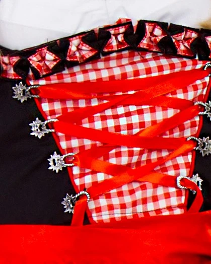 Overig Sexy Trachten Dirndl Zwart/Rood 3dlg (100% Katoen) - Afbeelding 2