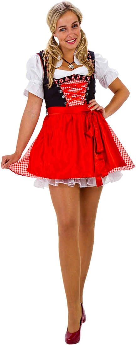 Overig Sexy Trachten Dirndl Zwart/Rood 3dlg (100% Katoen)