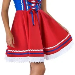 Overig Tiroler Dirndl Blauw-Rood 50cm 2dlg. (100% Katoen)